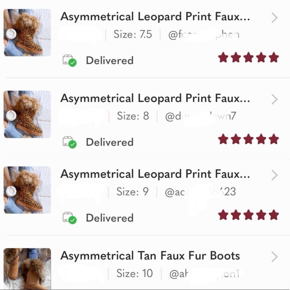 Asymmetrical Tan Faux Fur Boots - Picture 8 of 9